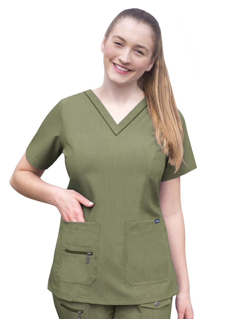 Adar Addition Scrubs For Women - Notched V-Neck Scrub Top, Medical Uniform